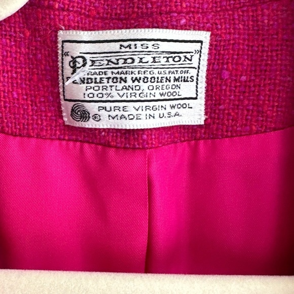 Pendleton Women's Fuchsia Wool Blazer, Bright Pink Jacket, Size Large - Picture 11 of 16